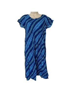 Escapada Delilah Dress Cobalt Ocean Blue Seagrass Cap Sleeve Knee Length Size M